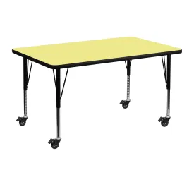 30x48 Yellow Activity Table XU-A3048-REC-YEL-T-P-CAS-GG