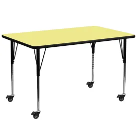 30x72 Yellow Activity Table XU-A3072-REC-YEL-T-A-CAS-GG