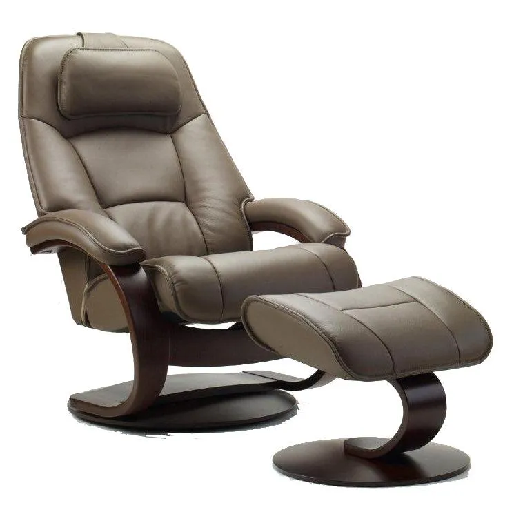 Admiral C Leather Reclining Chair in Cement