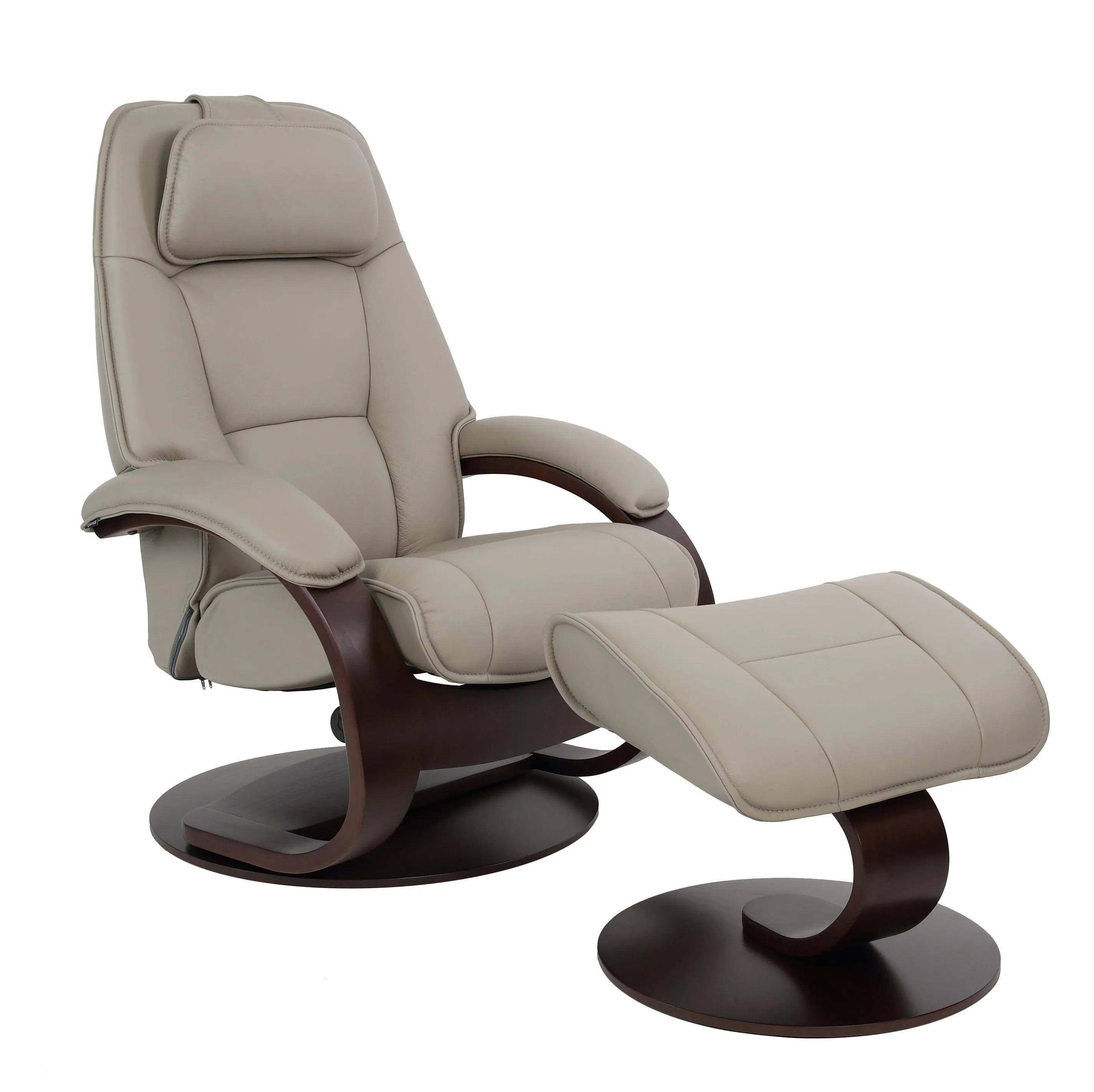 Admiral C Leather Reclining Chair in Cement