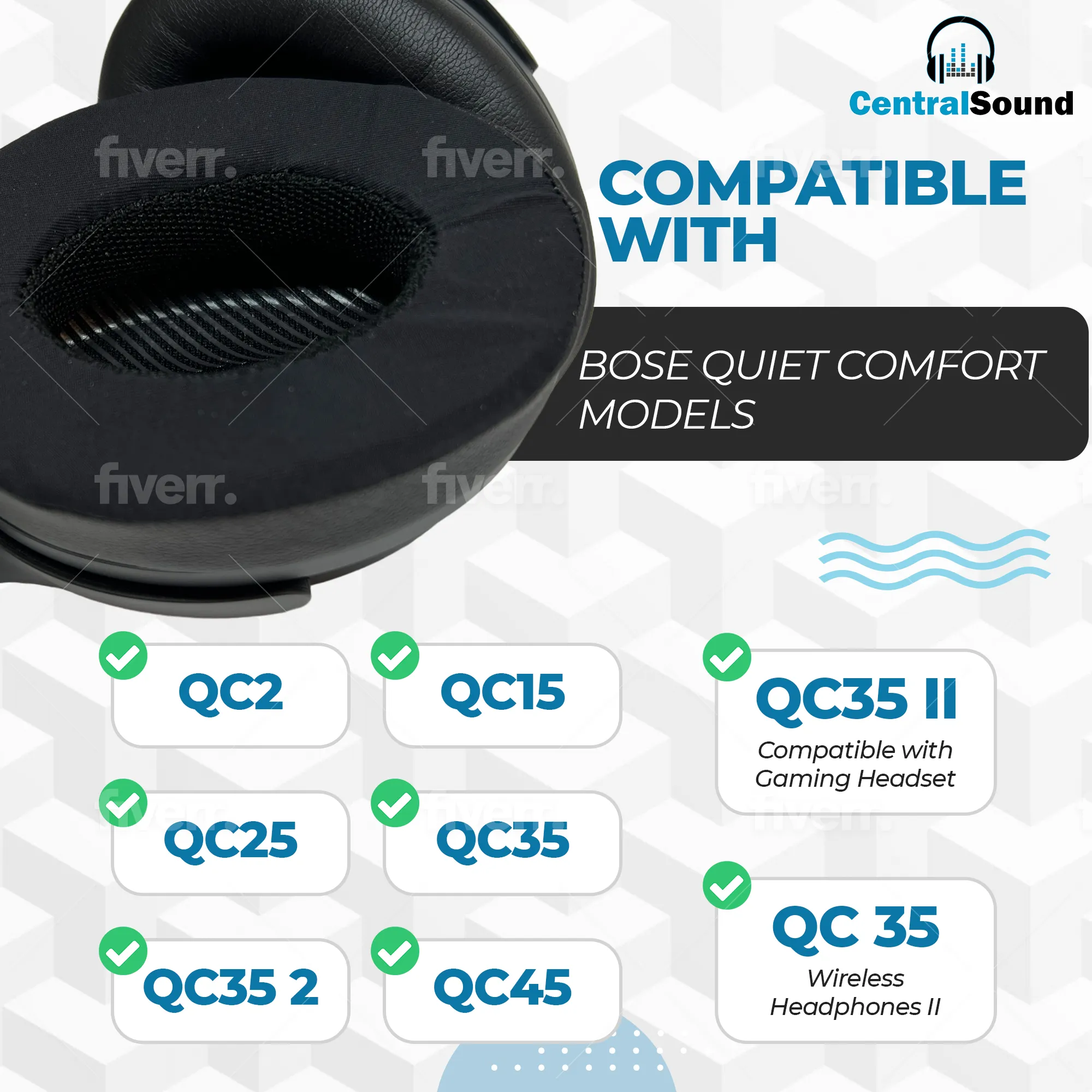 CentralSound Coolers Bose SoundTrue Around-Ear Wireless II AE1 AE2 AEII AEIIi AE2i Cooling Gel Ear Pad Replacement Cushions with Memory Foam