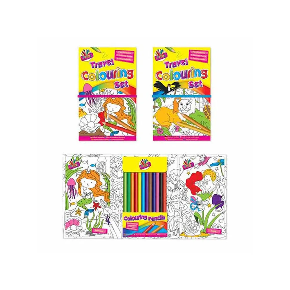 Children's Travel Colouring Set - Assorted Designs Portable Art Kit Kids Craft Fun