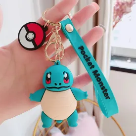 Cute 3D Squirtle Silicone Lanyard Keychain | Adorable Pokémon Accessory |