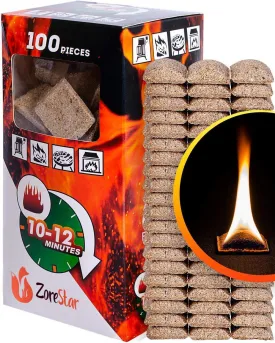 Fireplace Starter Cubes - Fire Starter Squares 50pc - Firestarters For Indoor