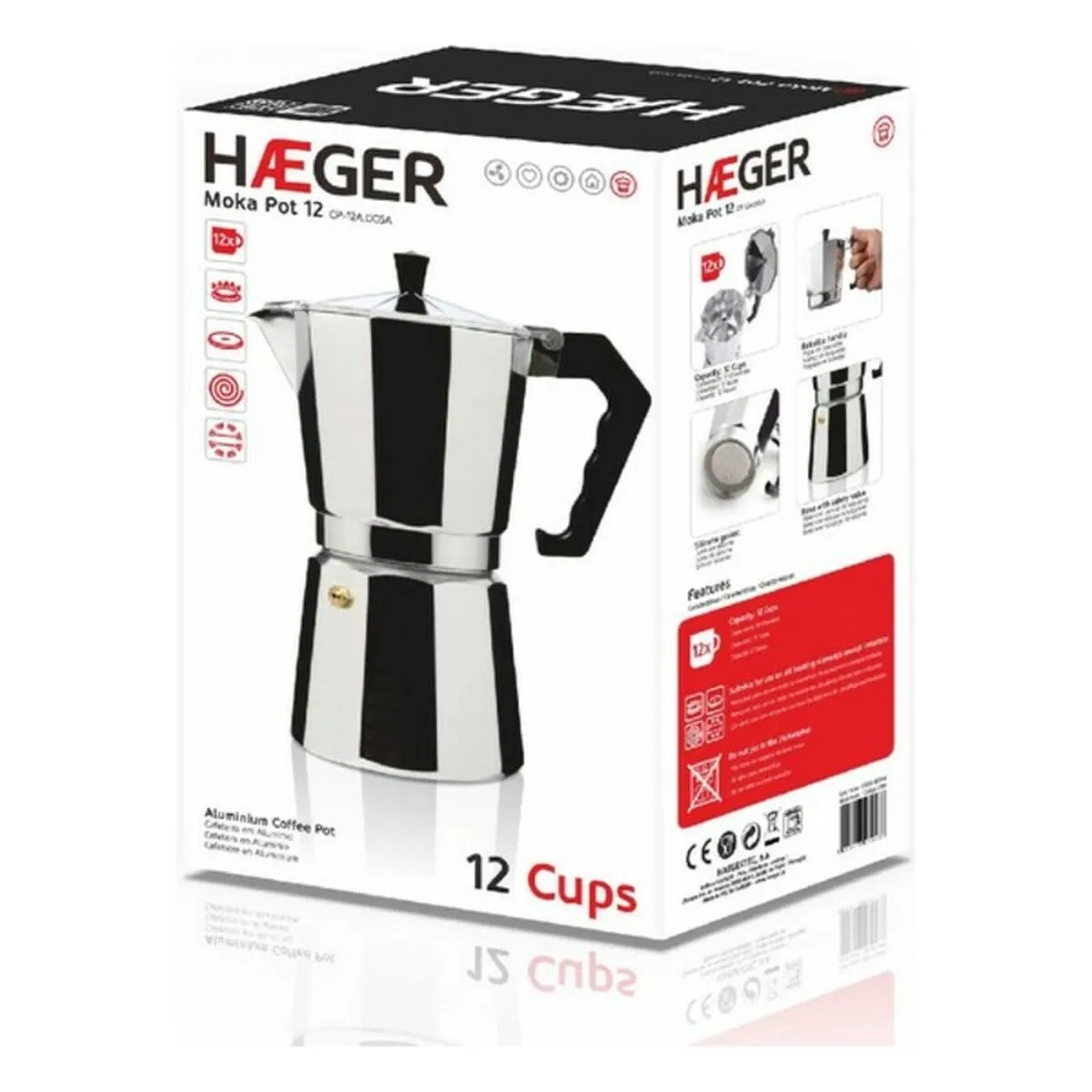 Italian Coffee Pot Haeger Moka Aluminium