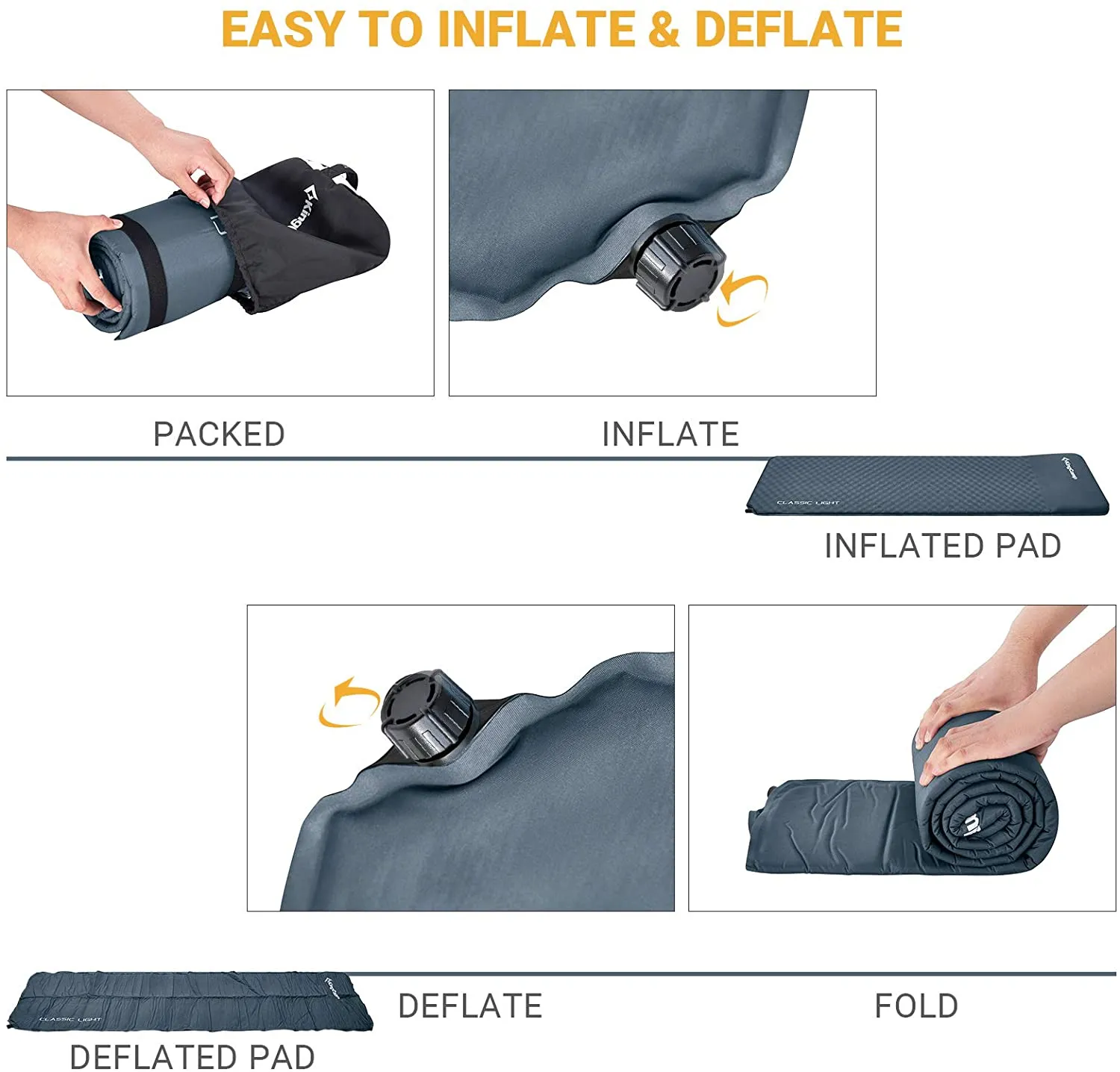 KingCamp Self-Inflating Sleeping Pads with Pillow