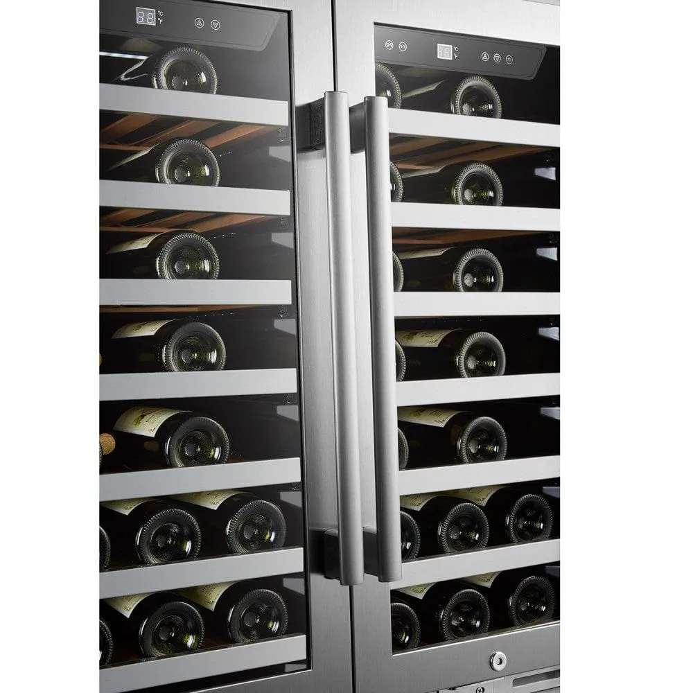 Lanbo 62 Bottles Dual Door Stainless Steel Wine Coolers LP66D