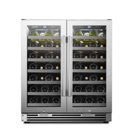 Lanbo 62 Bottles Dual Door Stainless Steel Wine Coolers LP66D