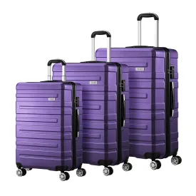 Mazam 3PCS Luggage Suitcase Trolley Set Travel TSA Lock Storage Hard Case Purple