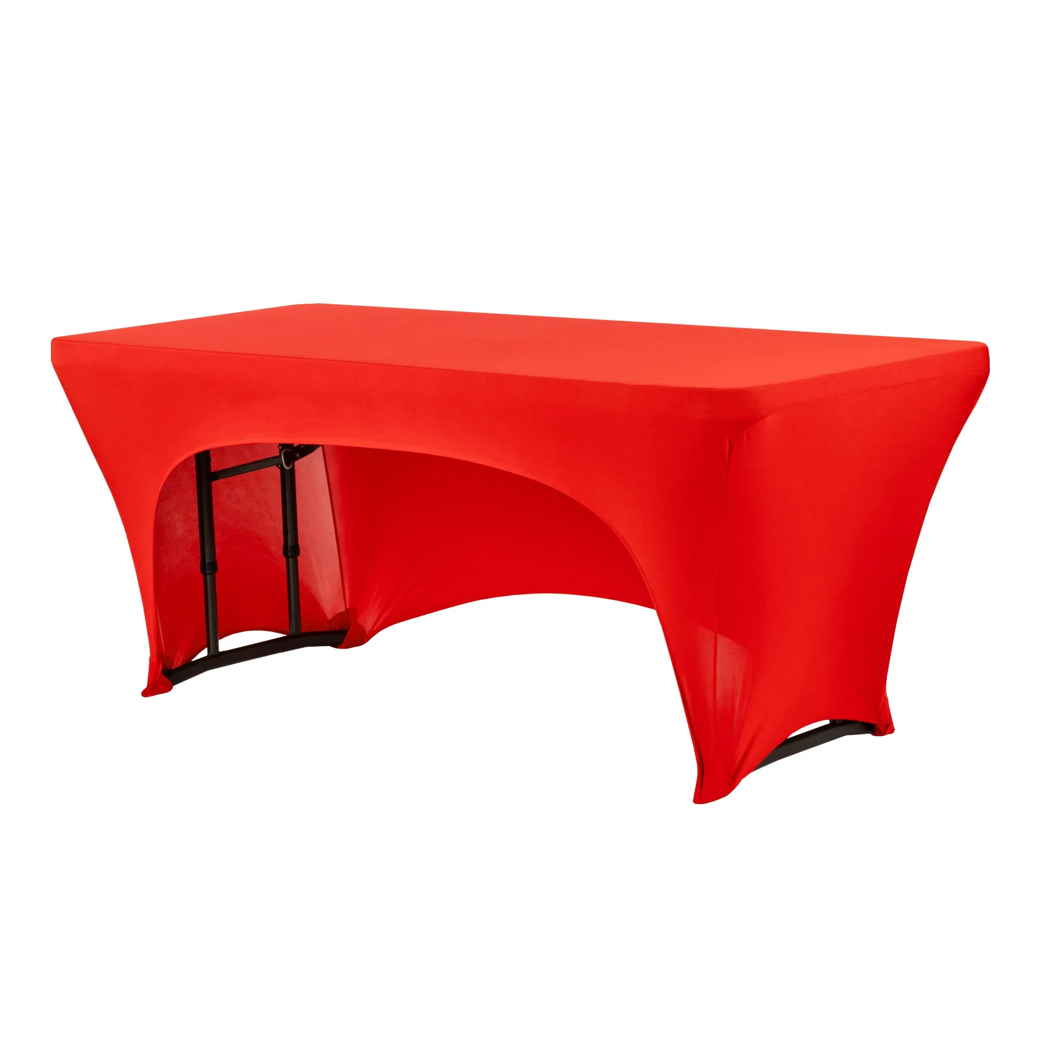 Open Back Stretch Spandex Table Cover 6 FT Rectangular - Red