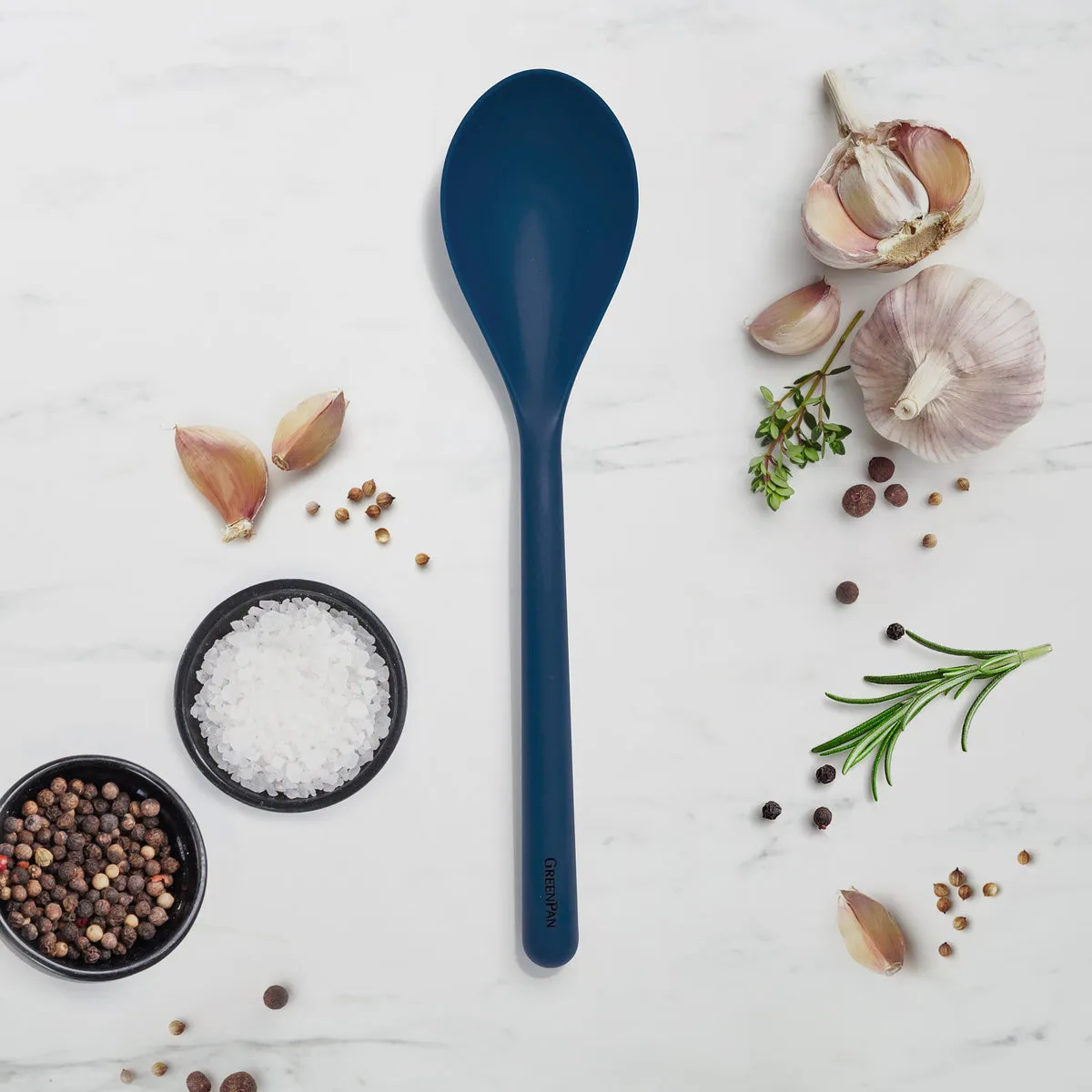 Platinum Silicone Solid Spoon | Navy