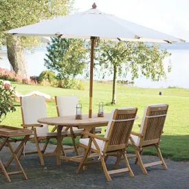 Royal Teak Family 60"-78" Oval Expansion Teak Table and 4 Estate Chairs