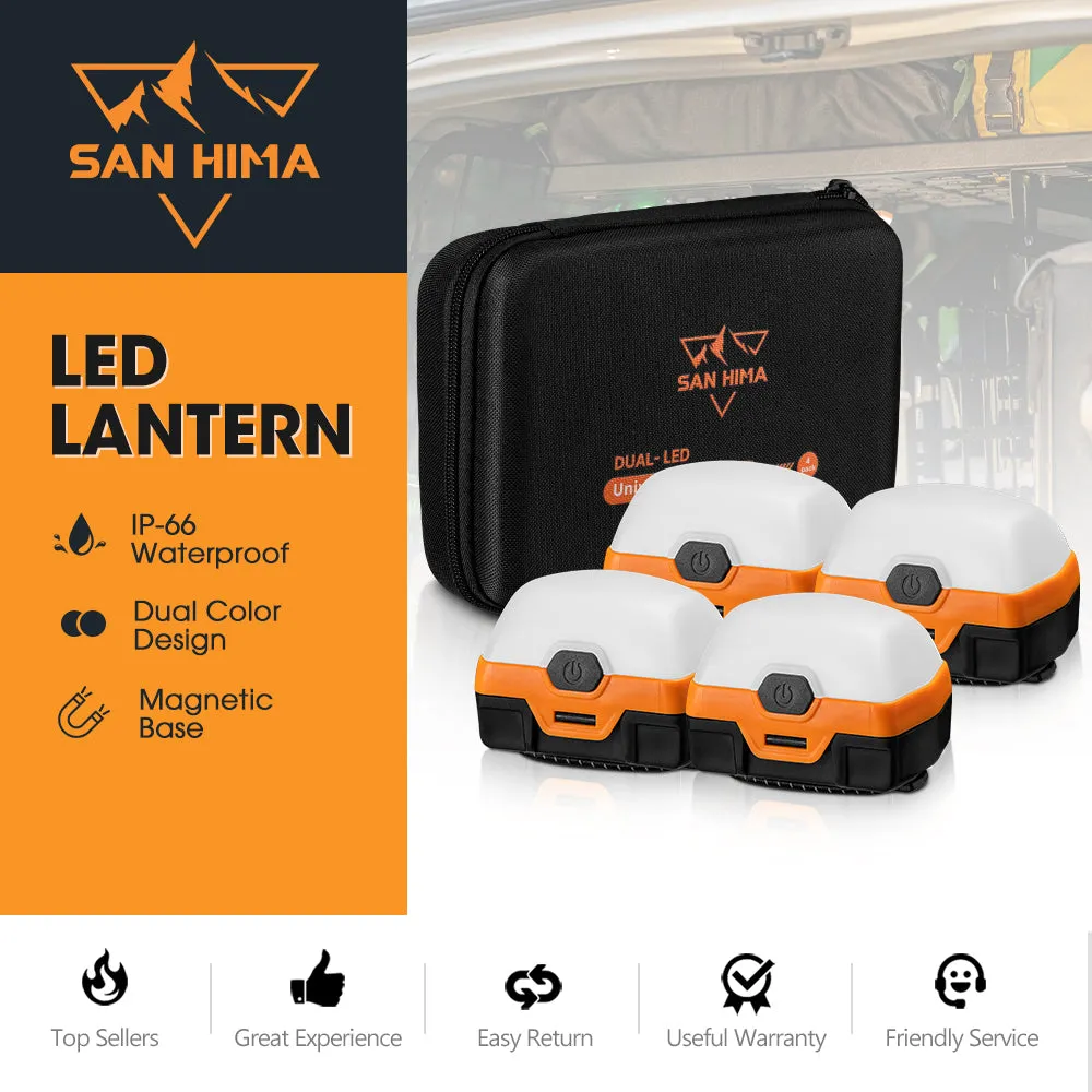 San Hima 4x Dual Colour Camp Light LED Lantern with Inbuilt Lithium Battery