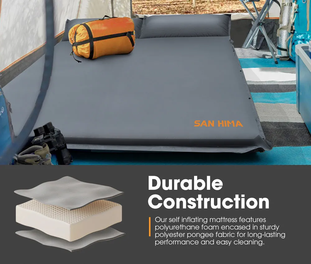 San Hima Self Inflating Mattress 10cm Sleeping Mat Camping Hiking Air Bed Double