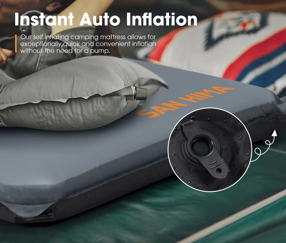 San Hima Self Inflating Mattress 10cm Sleeping Mat Camping Hiking Air Bed Single