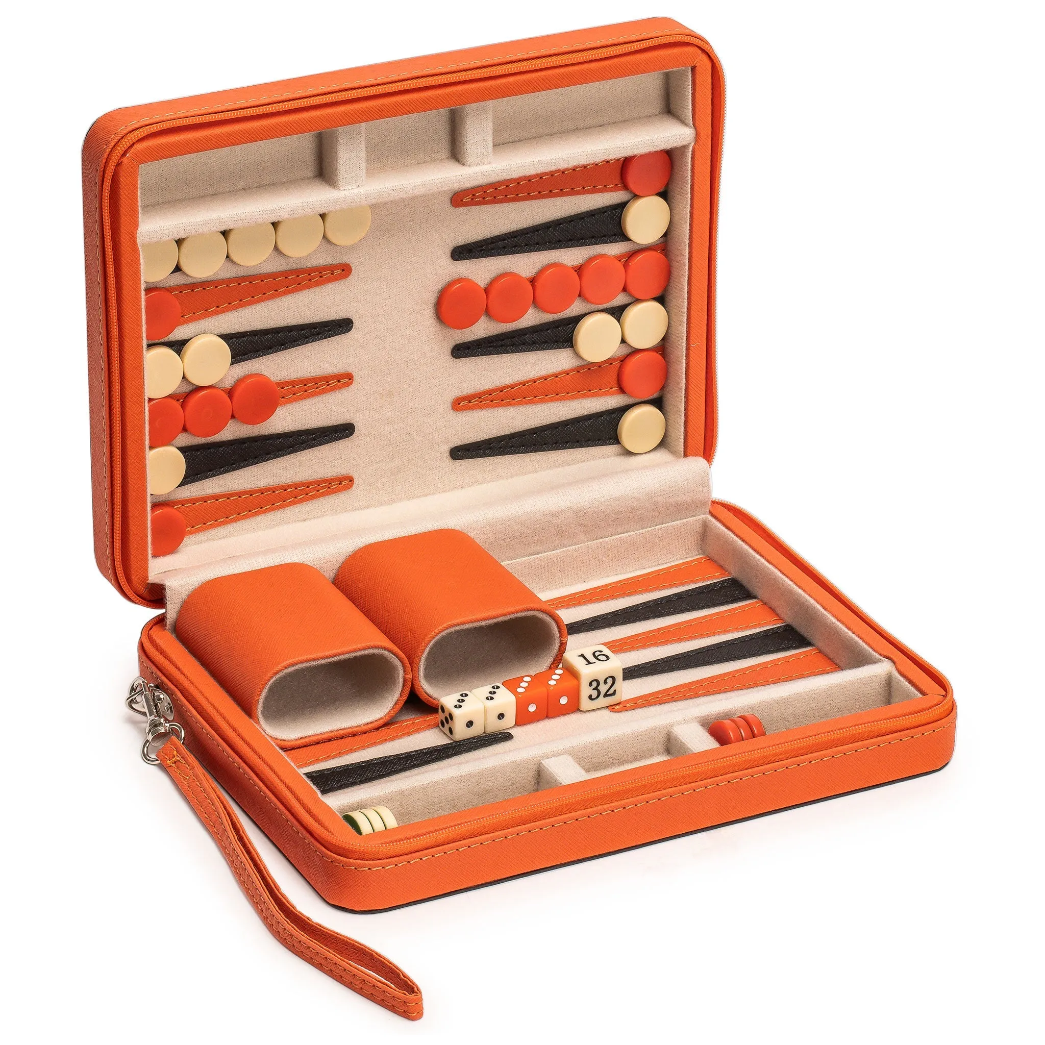 Travel Magnetic Leatherette Backgammon Mini Game Set, "Alanya" - 9"